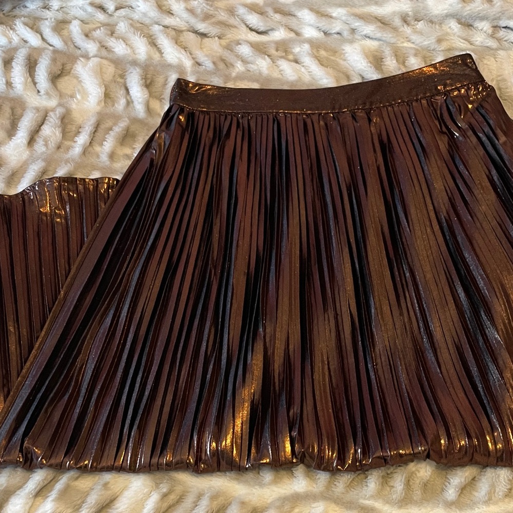 Love Riche Shiny Bronze A-Line Skirt